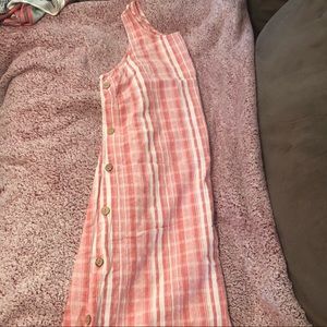 Coral and white knee length dress L